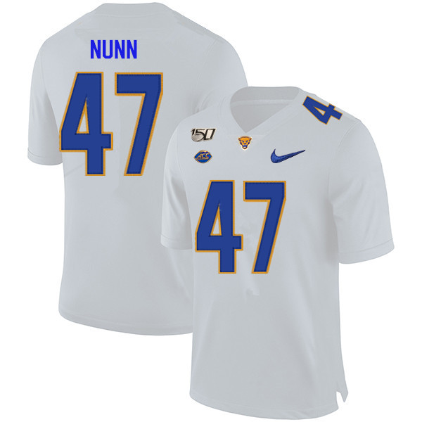 2019 Men #47 Kyle Nunn Pitt Panthers College Football Jerseys Sale-White